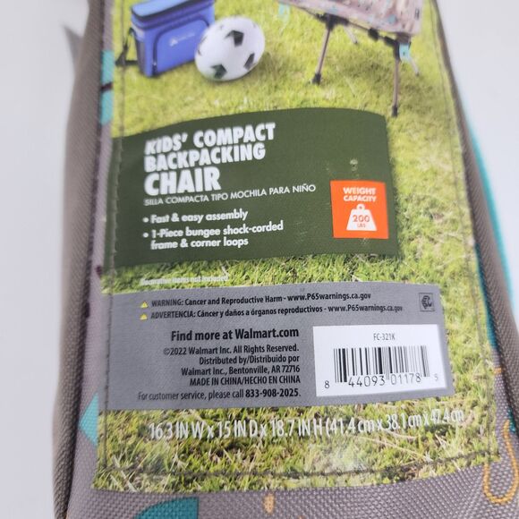 Ozark Trail Compact Backpacking Chair Kids Grey 200 lbs Steel Frame Strong - Picture 4 of 8